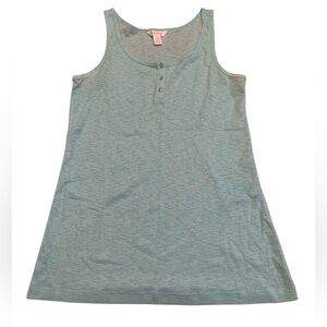 💜 Joe Fresh Ribbed Henley Tank Top Light Blue Size Large Sleeveless Knit Summer
